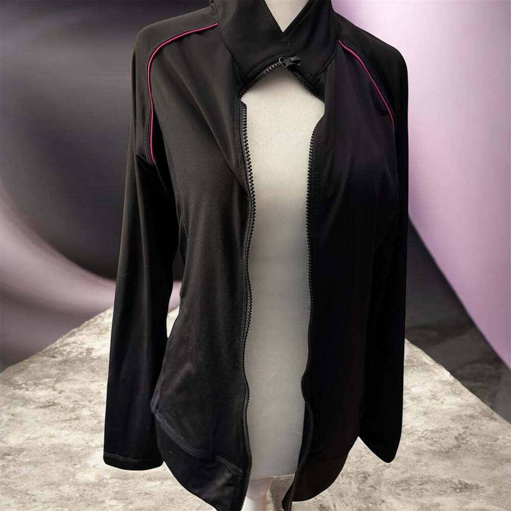 Danskin Now Black & Pink Contrast Zip-Up Jacket